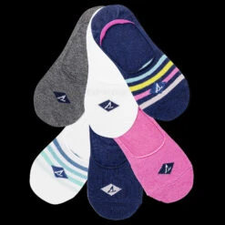 Sperry Top-Sider Women's Sneaker Stripe 6-Pack Liner Navy Assorted