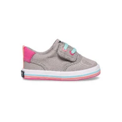 Sperry Top-Sider Little Kid's Spinnaker Crib Junior Washable Sneaker Grey Stripe