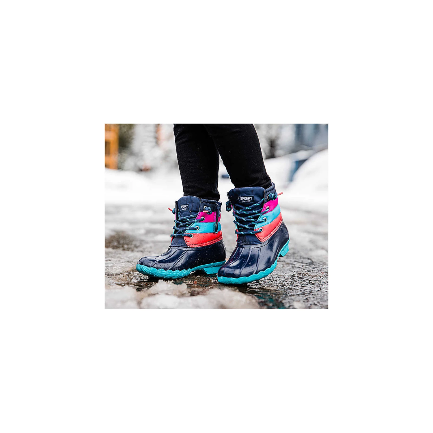 Sperry Top-Sider Big Kid's Saltwater Duck Boot Navy Multi 4 Sperry Top-Sider Big Kid's Saltwater Duck Boot Navy Multi - Image 2