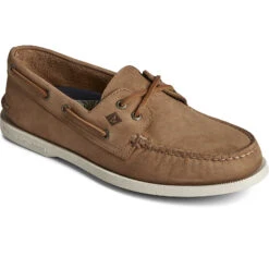 Sperry Top-Sider Men's Authentic Original™ Cross Lace Leather Boat Shoe Tan -Sperry Top-Sider Sales STS25209