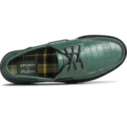 Sperry Top-Sider Men's Sperry X Malbon Authentic Original™ 3-Eye Croc Boat Shoe Green -Sperry Top-Sider Sales STS25221 TOP