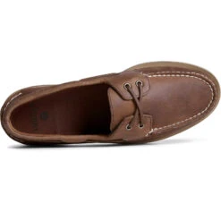 Sperry Top-Sider Men's Authentic Original™ Double Sole Cross Lace Boat Shoe Dark Tan -Sperry Top-Sider Sales STS25283 TOP