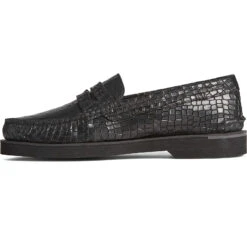 Sperry Top-Sider Men's Authentic Original™ Penny Double Sole Croc Embossed Loafer Black -Sperry Top-Sider Sales STS25453 180