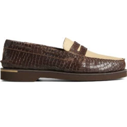 Sperry Top-Sider Men's Authentic Original™ Penny Double Sole Croc Embossed Loafer Brown