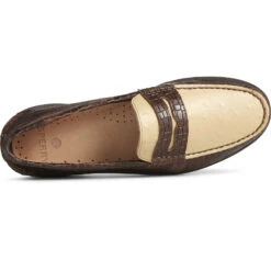 Sperry Top-Sider Men's Authentic Original™ Penny Double Sole Croc Embossed Loafer Brown -Sperry Top-Sider Sales STS25454 TOP