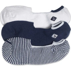 Sperry Top-Sider Men's Boat Shoe 3-Pack Canoe Liner Sock Navy / White Stripe