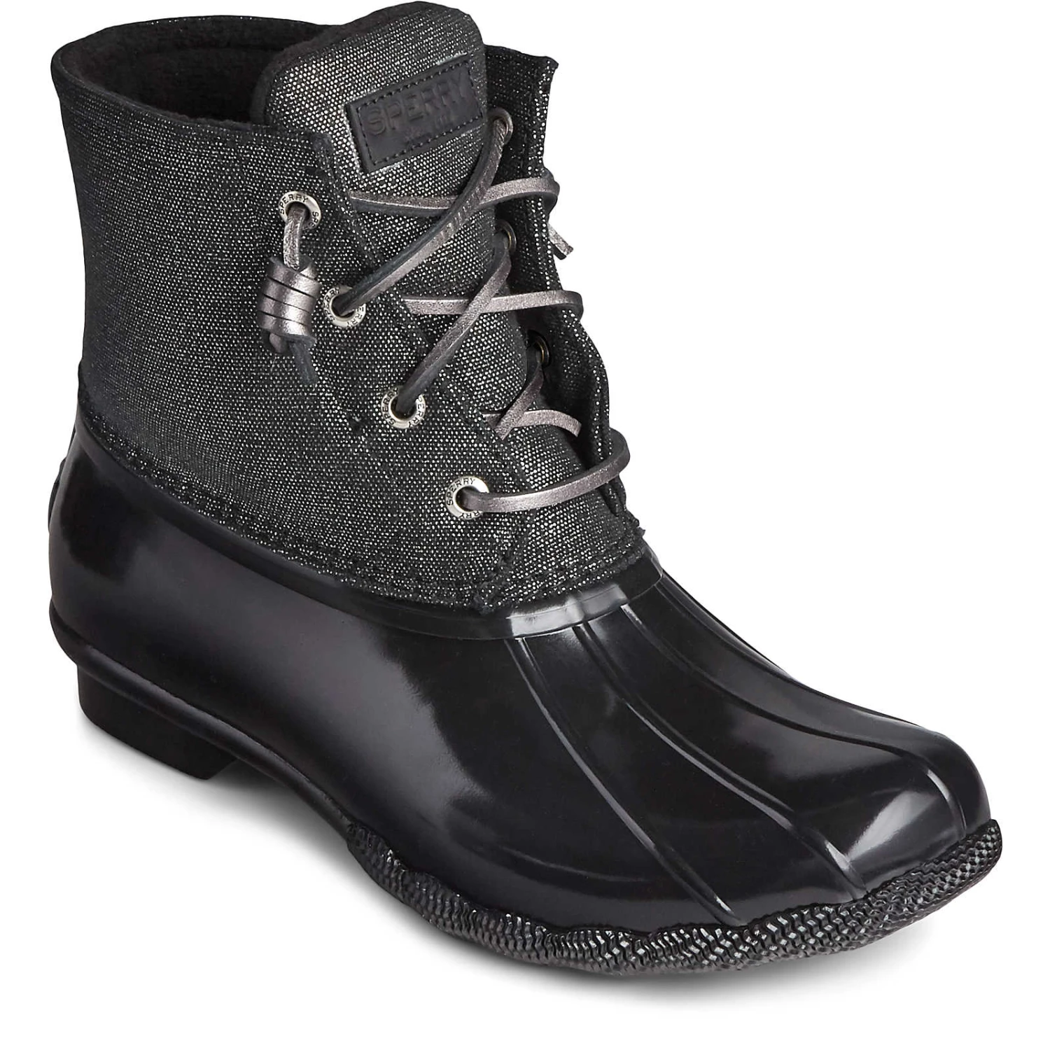 Sperry Top-Sider Women's Saltwater Sparkle Duck Boot Black/Silver 4 Sperry Top-Sider Women's Saltwater Sparkle Duck Boot Black/Silver - Image 2
