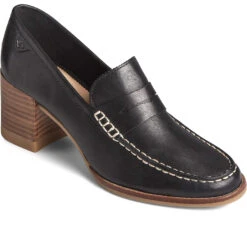Sperry Top-Sider Women's Seaport Penny Heel Leather Loafer Black -Sperry Top-Sider Sales STS86538