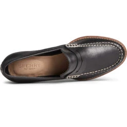 Sperry Top-Sider Women's Seaport Penny Heel Leather Loafer Black -Sperry Top-Sider Sales STS86538 TOP