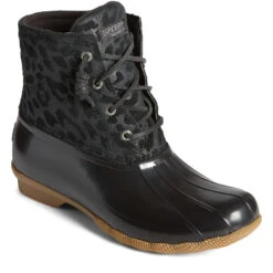 Sperry Top-Sider Women's Saltwater Cheetah Duck Boot Black -Sperry Top-Sider Sales STS87097