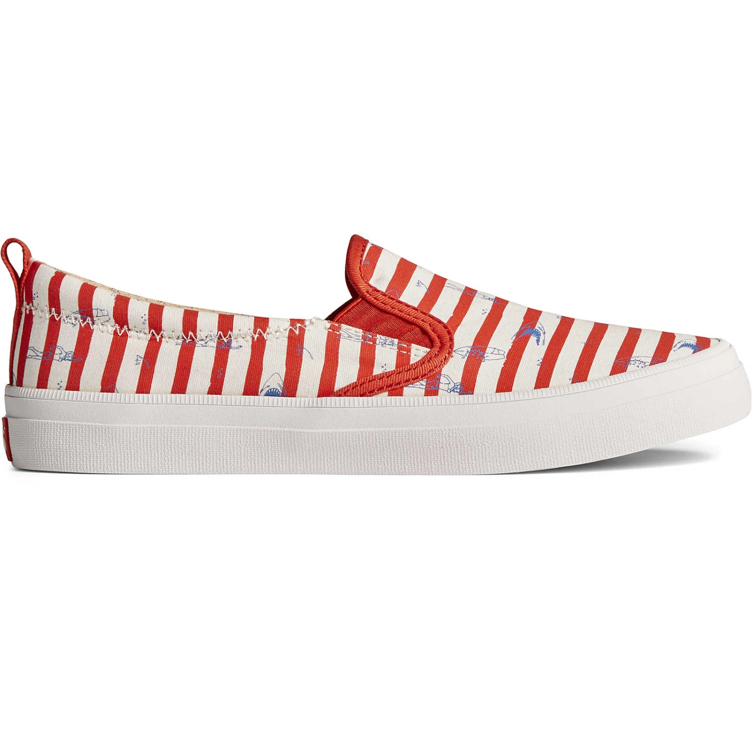 Sperry Top-Sider Women's Sperry X JAWS Crest Twin Gore Stripe Slip On Sneaker Red 3 Sperry Top-Sider Women's Sperry X JAWS Crest Twin Gore Stripe Slip On Sneaker Red