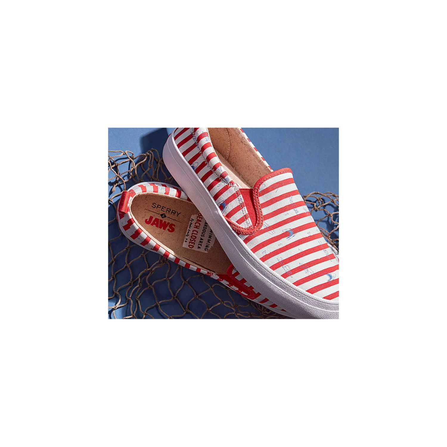 Sperry Top-Sider Women's Sperry X JAWS Crest Twin Gore Stripe Slip On Sneaker Red 4 Sperry Top-Sider Women's Sperry X JAWS Crest Twin Gore Stripe Slip On Sneaker Red - Image 2