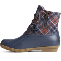 Sperry Top-Sider Women's Saltwater Plaid Wool Duck Boot Navy -Sperry Top-Sider Sales STS87765 180