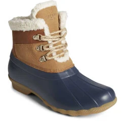 Sperry Top-Sider Women's Saltwater Alpine Leather Duck Boot Tan/Navy -Sperry Top-Sider Sales STS87778