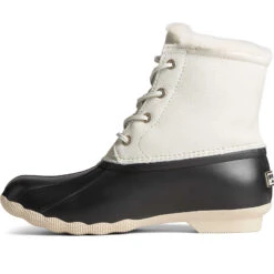 Sperry Top-Sider Women's Saltwater Winter Luxe Leather Duck Boot Ivory/Black -Sperry Top-Sider Sales STS87897 180