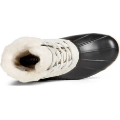 Sperry Top-Sider Women's Saltwater Winter Luxe Leather Duck Boot Ivory/Black -Sperry Top-Sider Sales STS87897 TOP