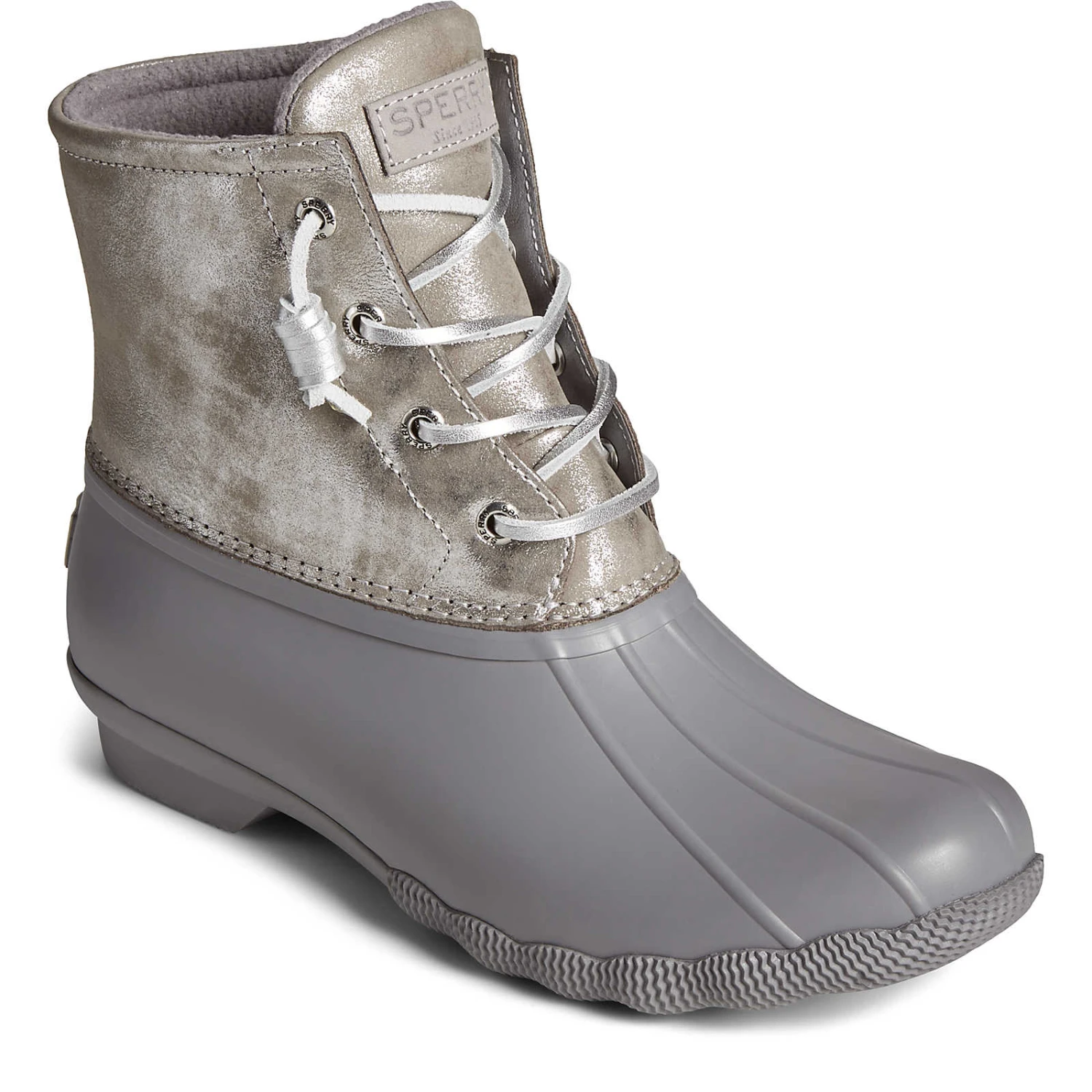 Sperry Top-Sider Women's Saltwater Metallic Leather Duck Boot Silver 4 Sperry Top-Sider Women's Saltwater Metallic Leather Duck Boot Silver - Image 2
