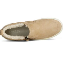 Sperry Top-Sider Women's Crest Side Zip Cozy Sneaker Khaki -Sperry Top-Sider Sales STS87906 TOP