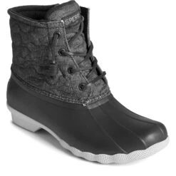 Sperry Top-Sider Women's Saltwater Jersey Quilt Duck Boot Black -Sperry Top-Sider Sales STS88080