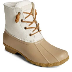 Sperry Top-Sider Women's Saltwater Mainsail Leather Duck Boot Cream -Sperry Top-Sider Sales STS88109