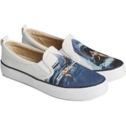 Sperry Top-Sider Women's Sperry X JAWS Crest Twin Gore Poster Slip On Sneaker White -Sperry Top-Sider Sales STS88174 032122