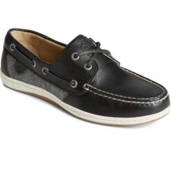 Sperry Top-Sider Women's Koifish Textured Stripe Boat Shoe Black -Sperry Top-Sider Sales STS88207