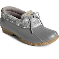 Sperry Top-Sider Women's Saltwater 1-Eye Plaid Wool Duck Boot Grey -Sperry Top-Sider Sales STS88222 000 04