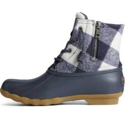 Sperry Top-Sider Women's Saltwater Buffalo Check Duck Boot Navy -Sperry Top-Sider Sales STS88317 180