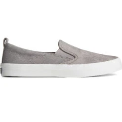 Sperry Top-Sider Women's Crest Leather Palm Embossed Slip On Sneaker Grey
