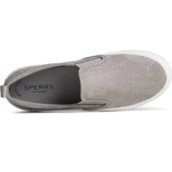 Sperry Top-Sider Women's Crest Leather Palm Embossed Slip On Sneaker Grey -Sperry Top-Sider Sales STS88446 TOP