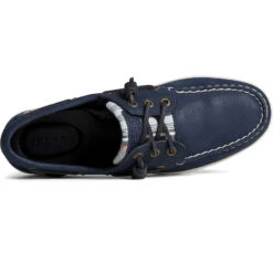 Sperry Top-Sider Women's Songfish Leather Striped Boat Shoe Navy -Sperry Top-Sider Sales STS88648 TOP