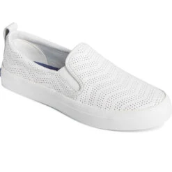 Sperry Top-Sider Women's Crest Twin Gore Perforated Leather Slip On Sneaker White -Sperry Top-Sider Sales STS88664
