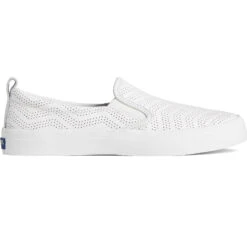 Sperry Top-Sider Women's Crest Twin Gore Perforated Leather Slip On Sneaker White
