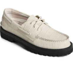 Sperry Top-Sider Women's Sperry X Malbon Authentic Original™ 3-Eye Croc Boat Shoe Ivory -Sperry Top-Sider Sales STS88694