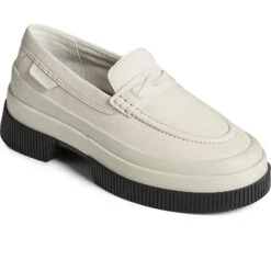 Sperry Top-Sider Women's Platform Leather Loafer White -Sperry Top-Sider Sales STS88701