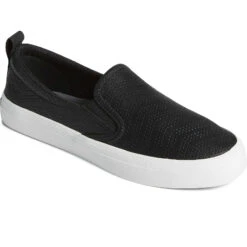Sperry Top-Sider Women's Crest Twin Gore Perforated Leather Slip On Sneaker Black -Sperry Top-Sider Sales STS88722
