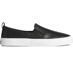 Sperry Top-Sider Women's Crest Twin Gore Perforated Leather Slip On Sneaker Black