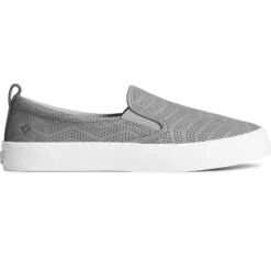 Sperry Top-Sider Women's Crest Twin Gore Perforated Leather Slip On Sneaker Grey